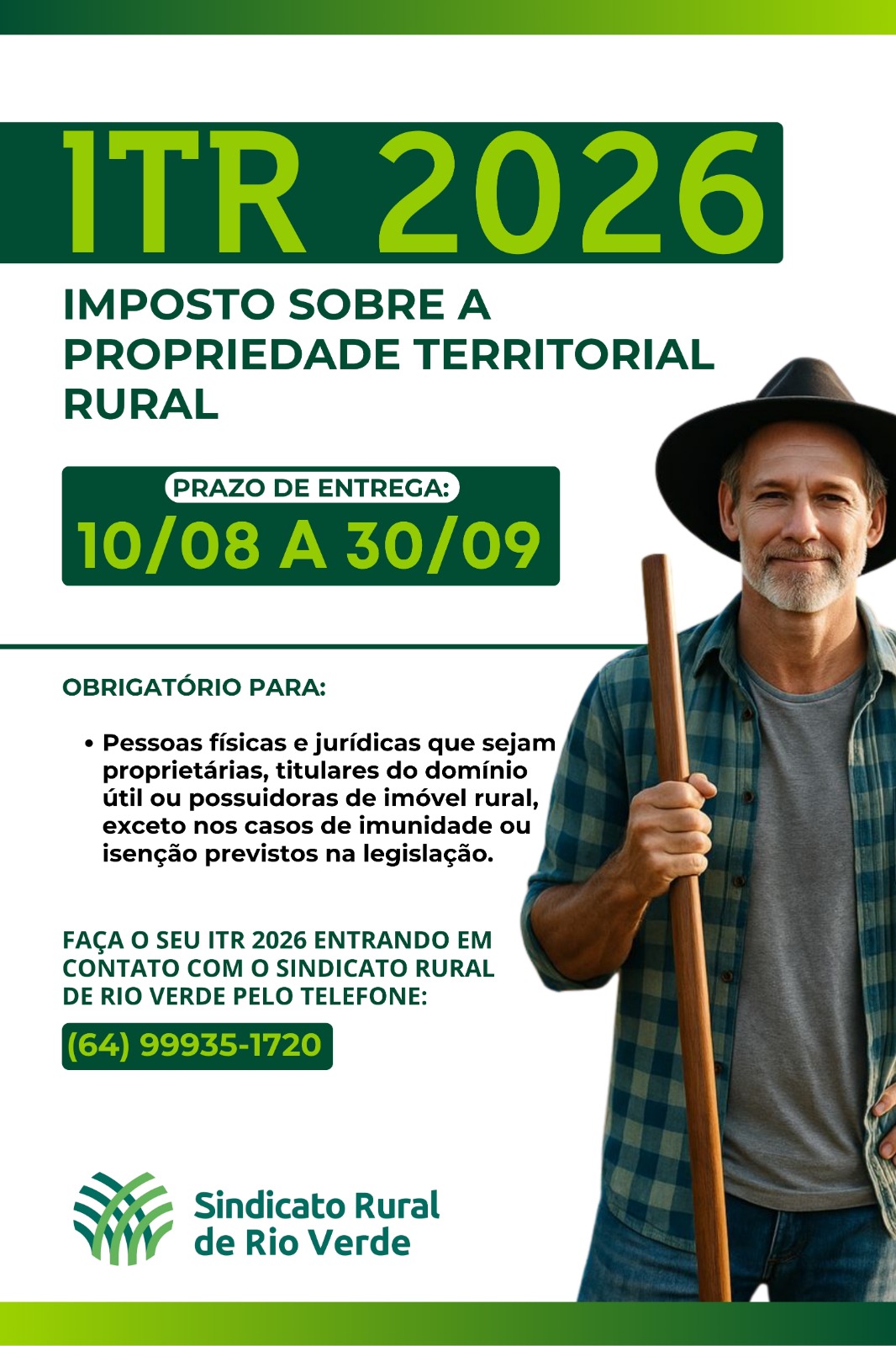 Leia mais sobre o artigo ITR 2026: CONTE COM O SINDICATO RURAL DE RIO VERDE